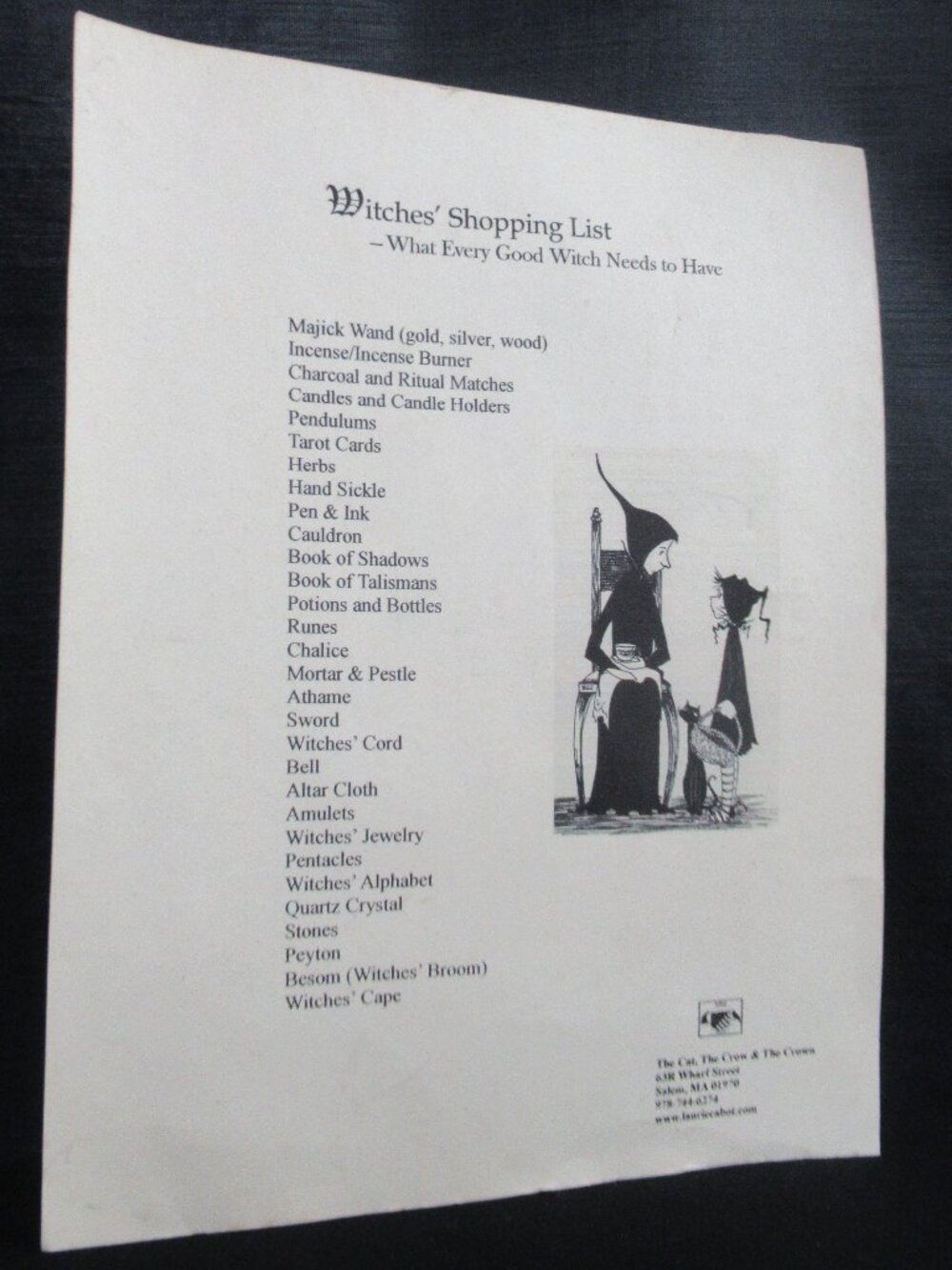 Original Laurie Cabot Witch Essentials List - Picture 4 of 4